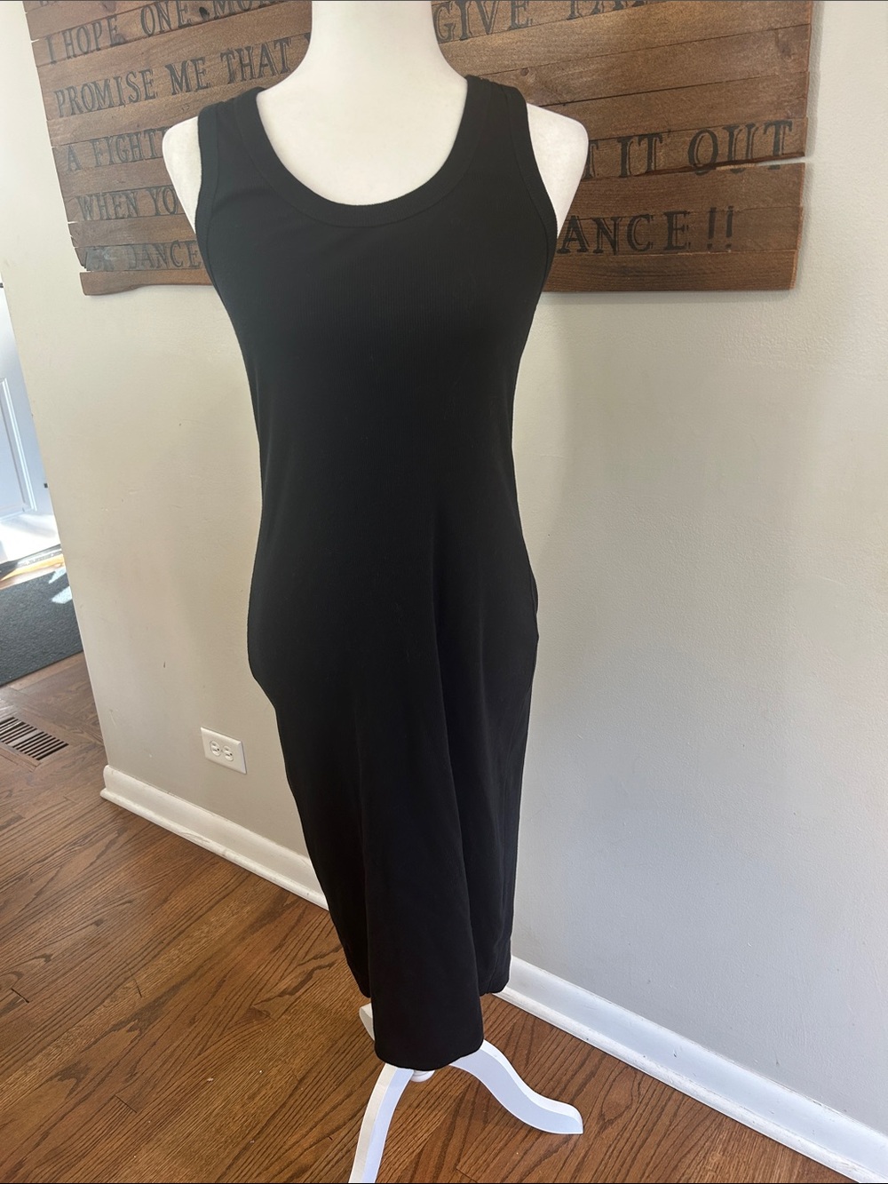 Universal Threads Black Sleeveless Ribbed Midi Dress - Casual Tank Style